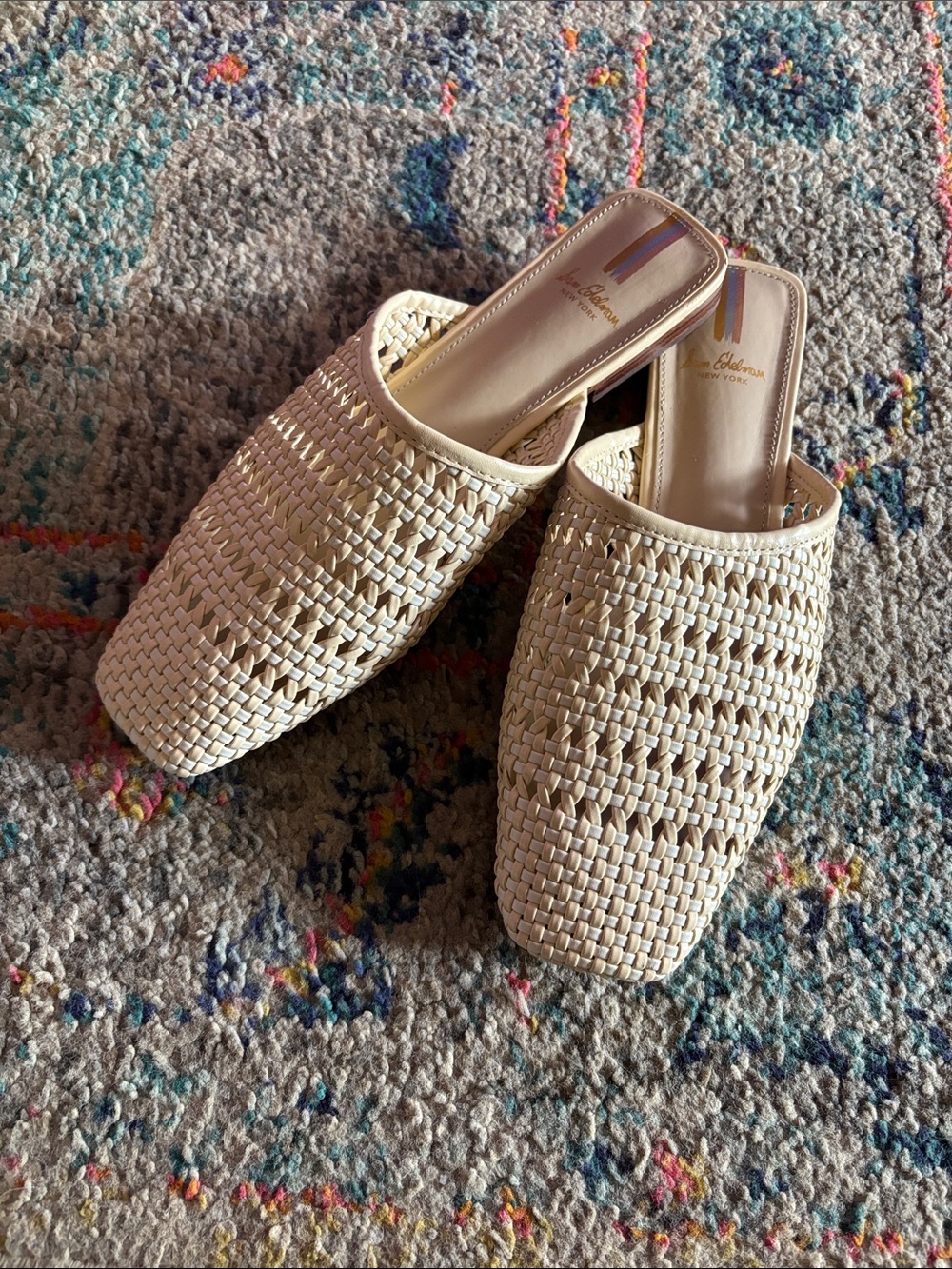 Sam Edelman Leona Woven Slip-On Mules Eggshell NEW still in stores!